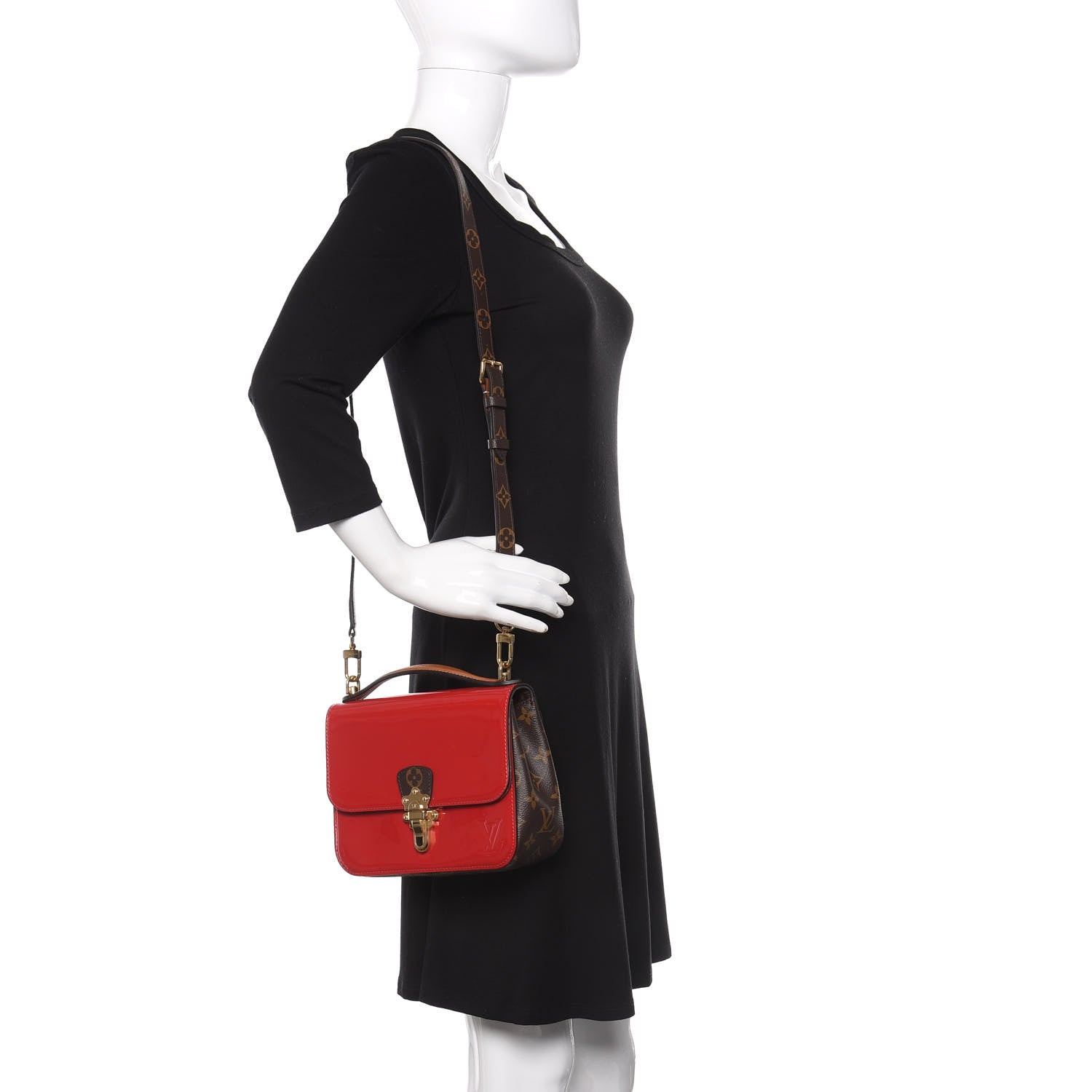Louis Vuitton Patent Calfskin Monogram Cherrywood BB Scarlet 2 of 11