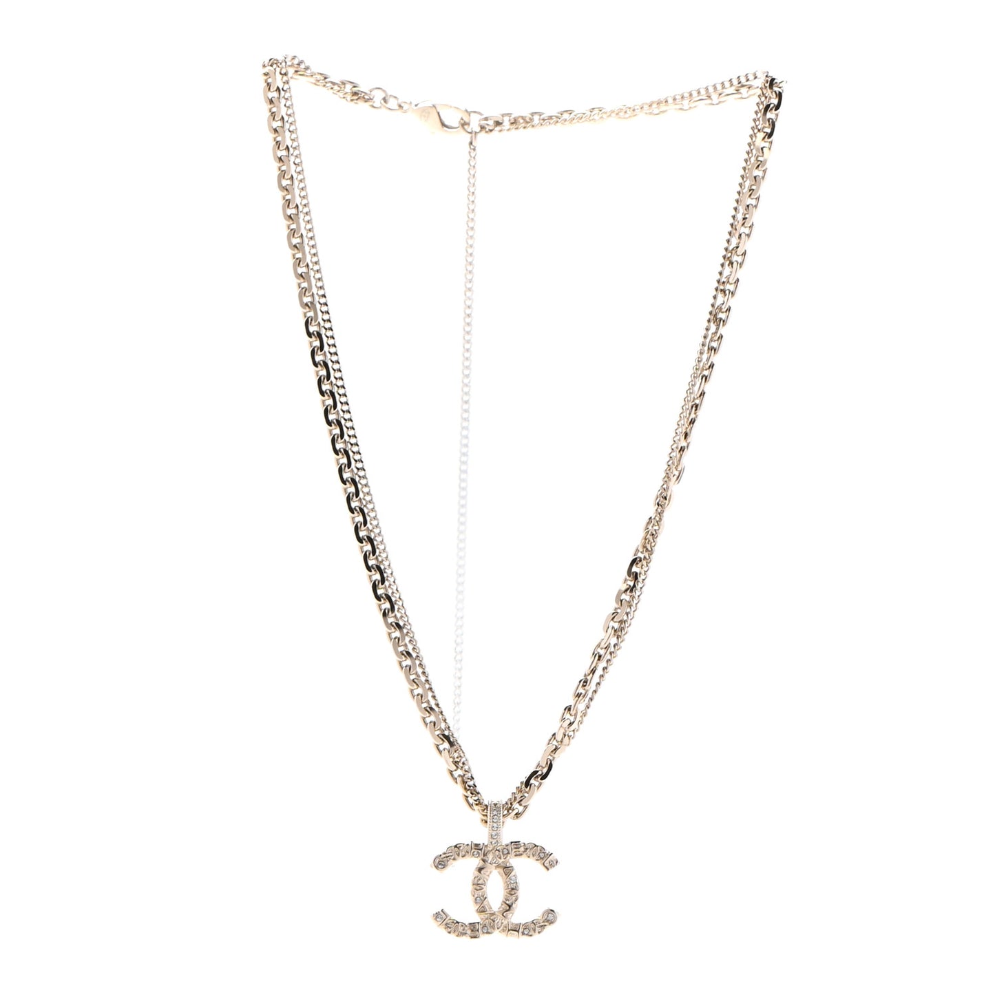 Crystal CC Multi Strand Chain Necklace Gold