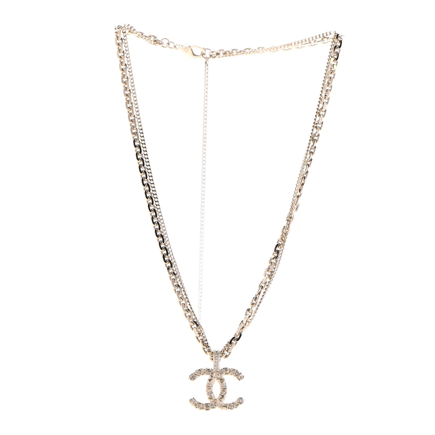 Chanel Crystal CC Multi Strand Chain Necklace Gold 3 of 5