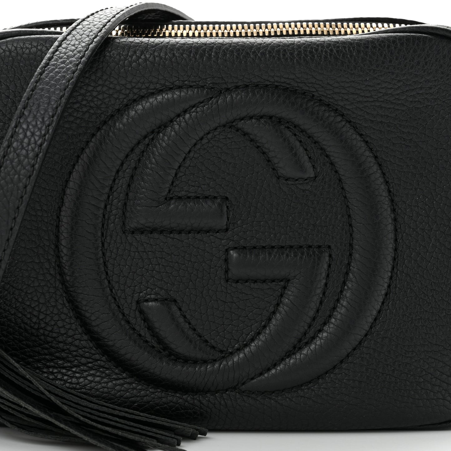 Pebbled Calfskin Small Soho Disco Bag Black