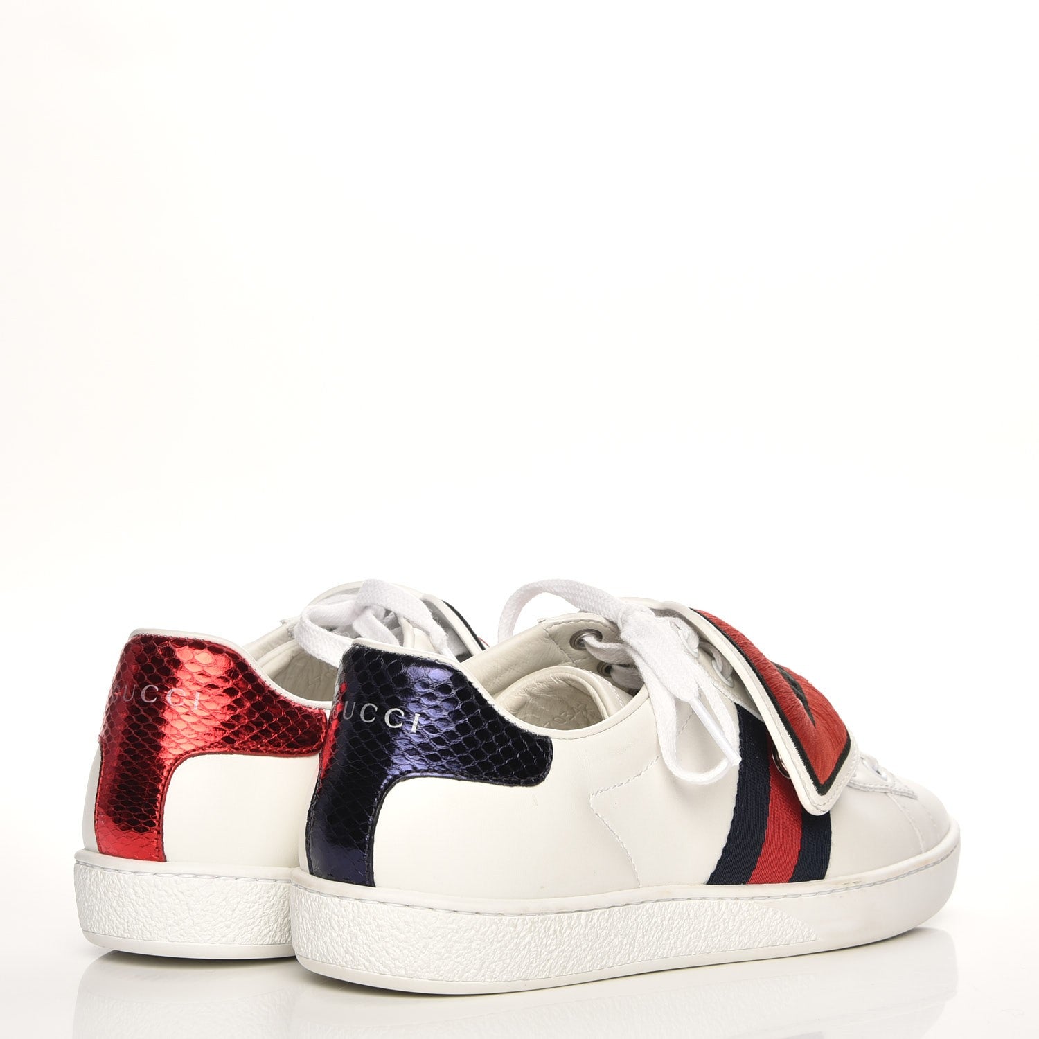 Gucci Calfskin Ayers Blind For Love Embroidered Womens Ace Sneakers 37 White 4 of 8