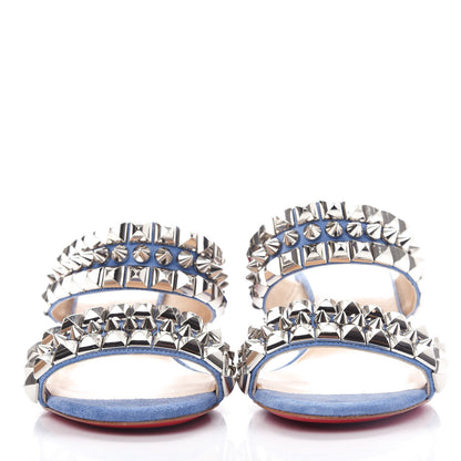 Christian Louboutin Suede Studded Tina Goes Mad 55 Slide Sandals 37.5 Version Jeans 2 of 10