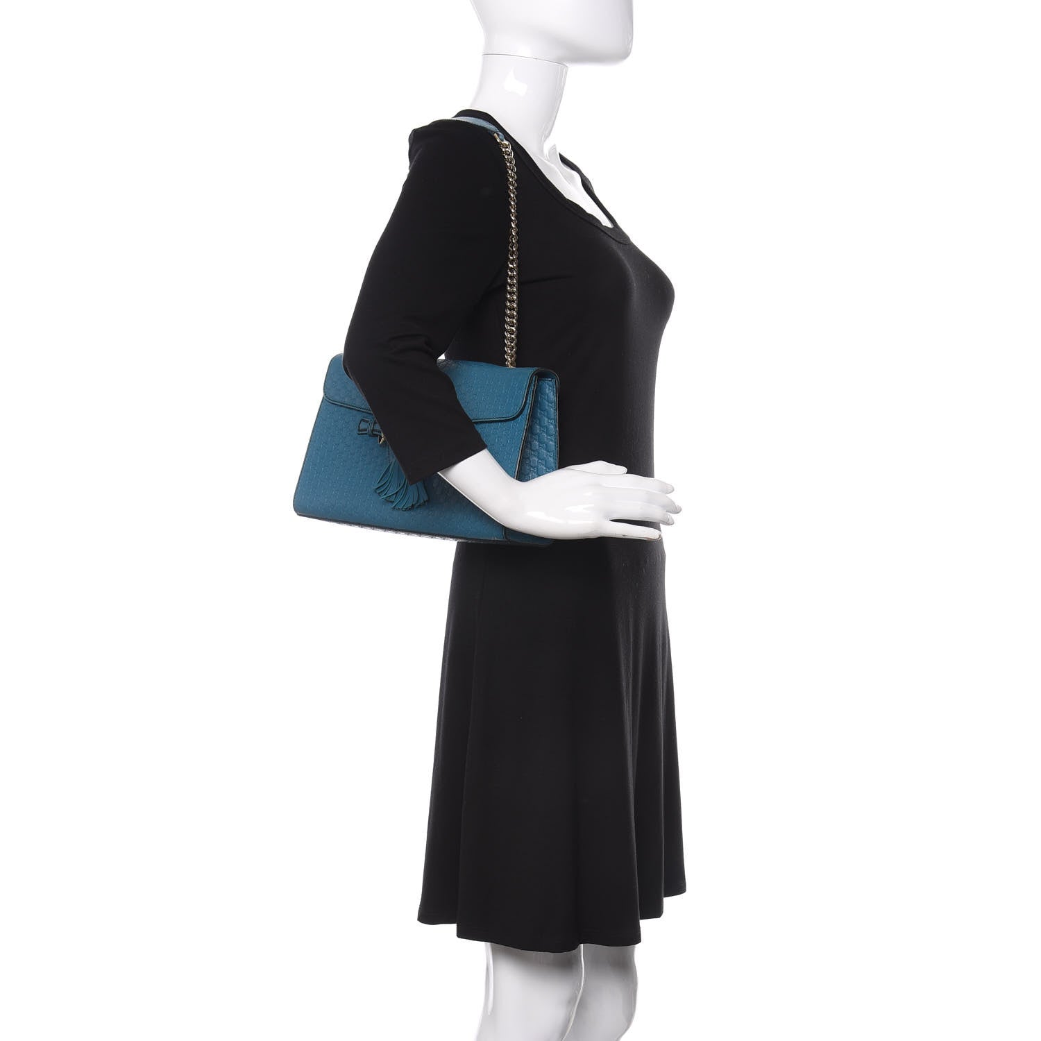 Gucci Soft Microguccissima Medium Emily Chain Shoulder Bag Deep Cobalt 2 of 10