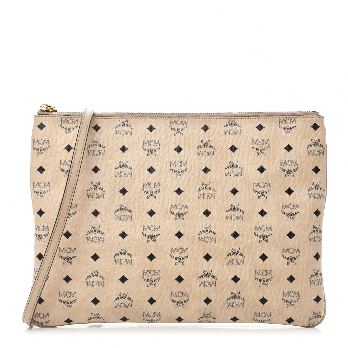 Visetos Medium Crossbody Pouch Beige