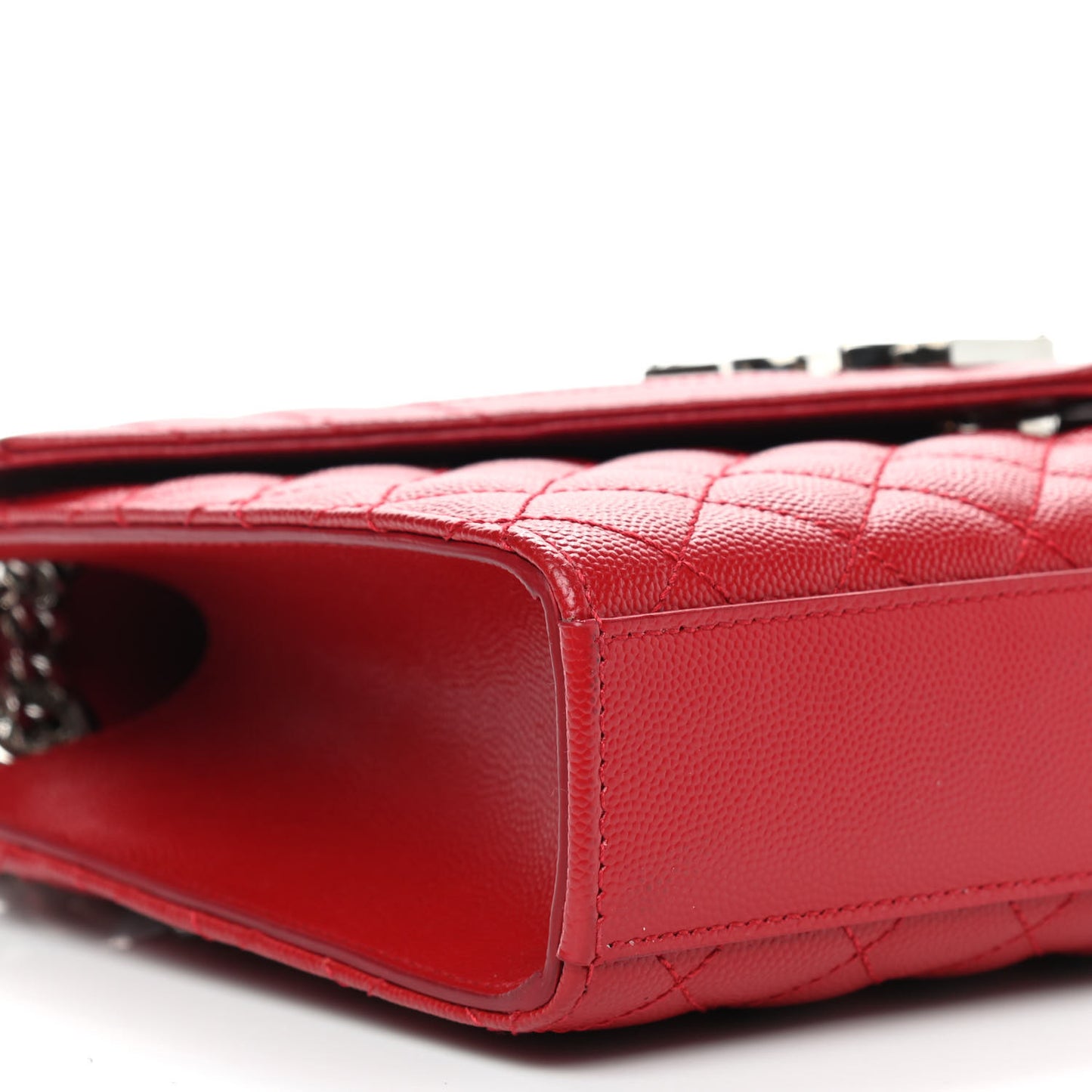 Grain De Poudre Textured Mixed Matelasse Triquilt Medium Monogram Satchel New Red