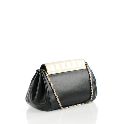 Chanel Lambskin Patent Chocolate Bar Accordion Flap Black Beige 3 of 7