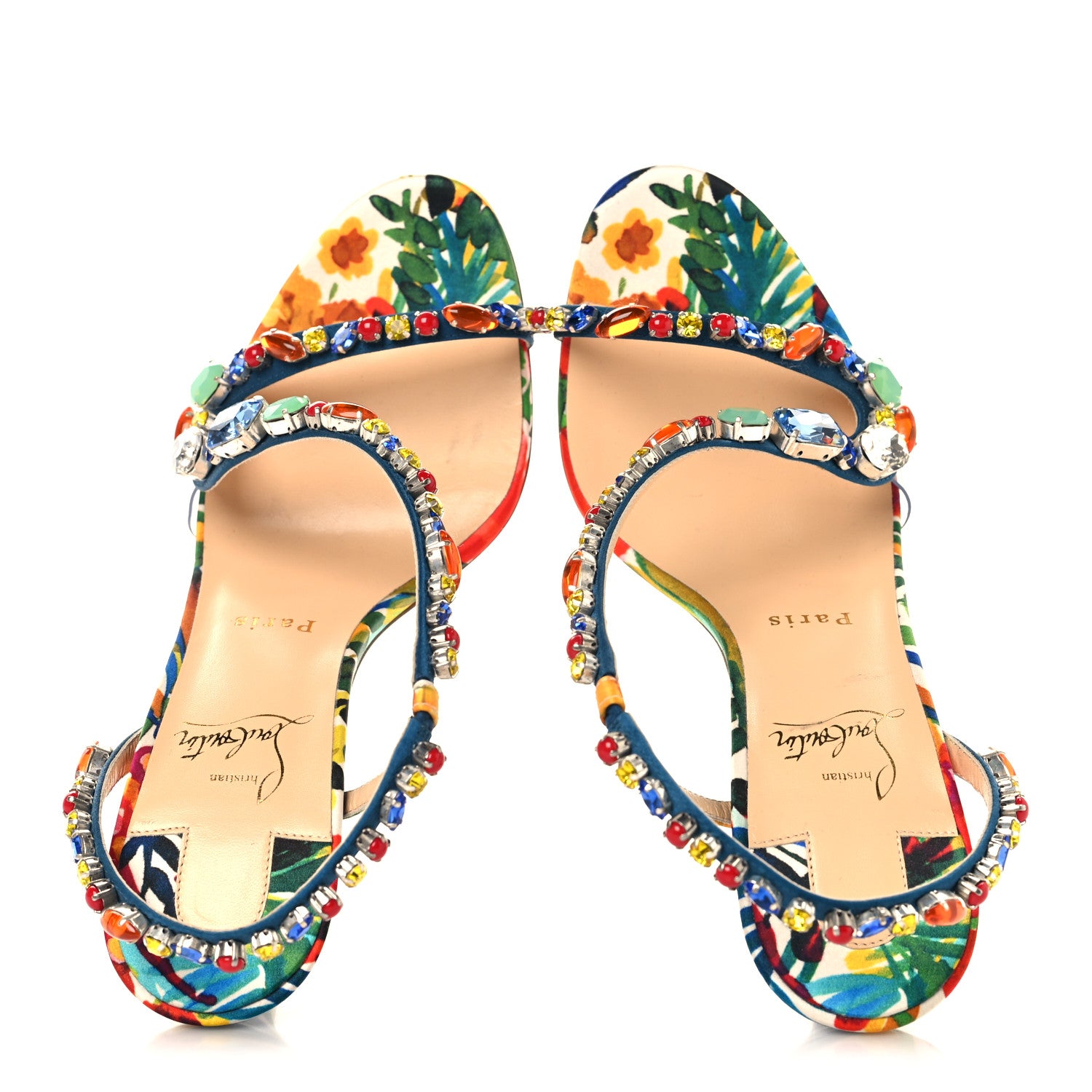 Christian Louboutin Crepe Satin Rosapetra 100 Sandals 38.5 Ludwig Multi 2 of 9