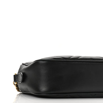Gucci Calfskin Matelasse Small GG Marmont Chain Shoulder Bag Black 9 of 13