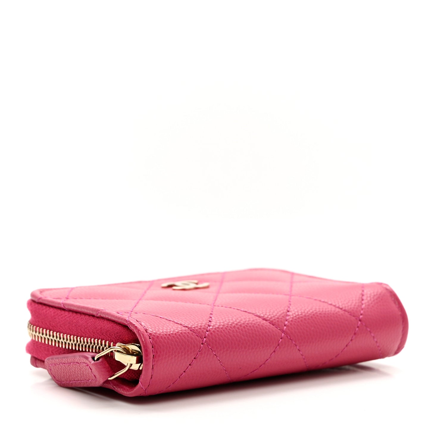 Caviar Quilted Zip Coin Purse Fuchsia
