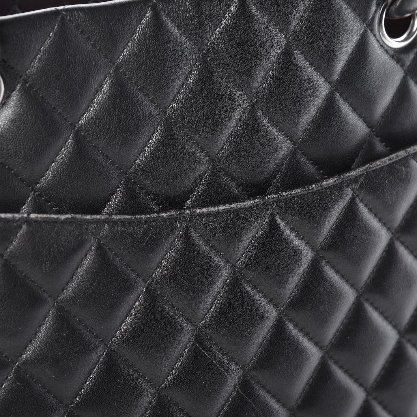 Calfskin Quilted Large Cambon Tote Black