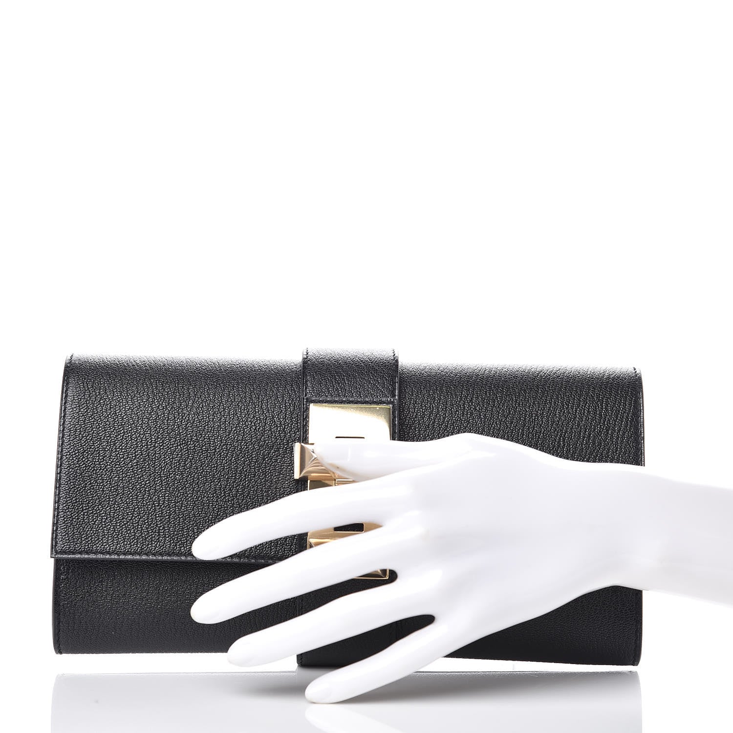 Hermes Chevre Mysore Medor 23 Clutch Black 2 of 9