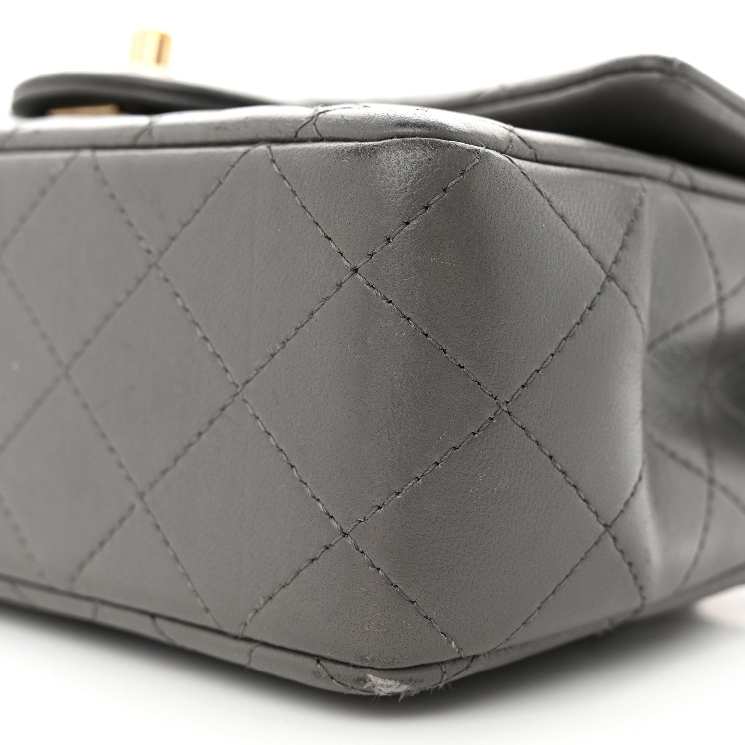 Chanel Lambskin Quilted Mini Top Handle Rectangular Flap Dark Grey 10 of 15