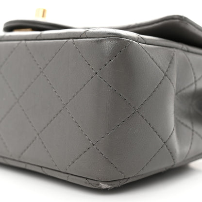 Chanel Lambskin Quilted Mini Top Handle Rectangular Flap Dark Grey 10 of 15