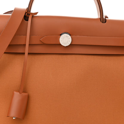 Hermes Toile Officier Vache Hunter Verso Herbag Zip PM 31 Dune Magnolia Fauve 10 of 12