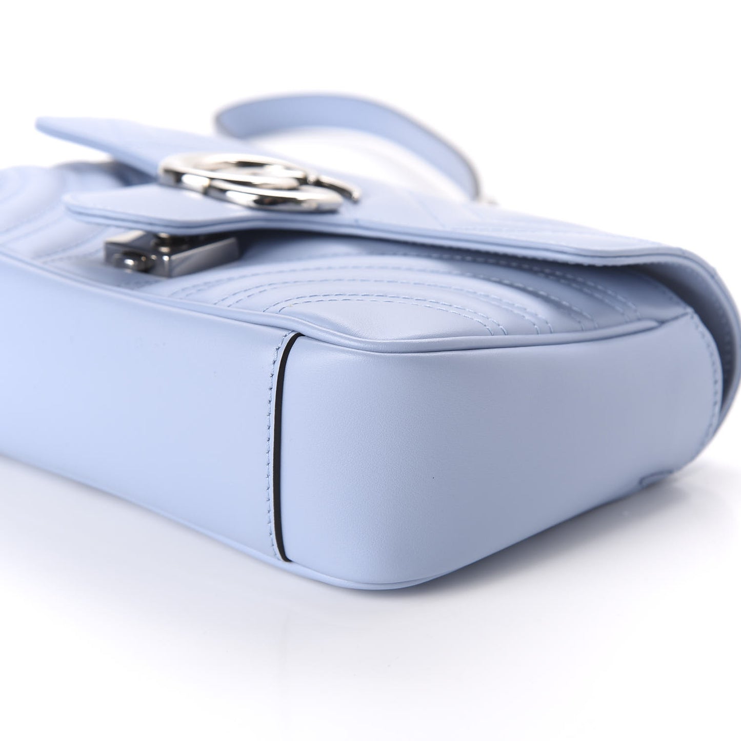 Calfskin Matelasse Mini GG Marmont Shoulder Bag Porcelain Light Blue