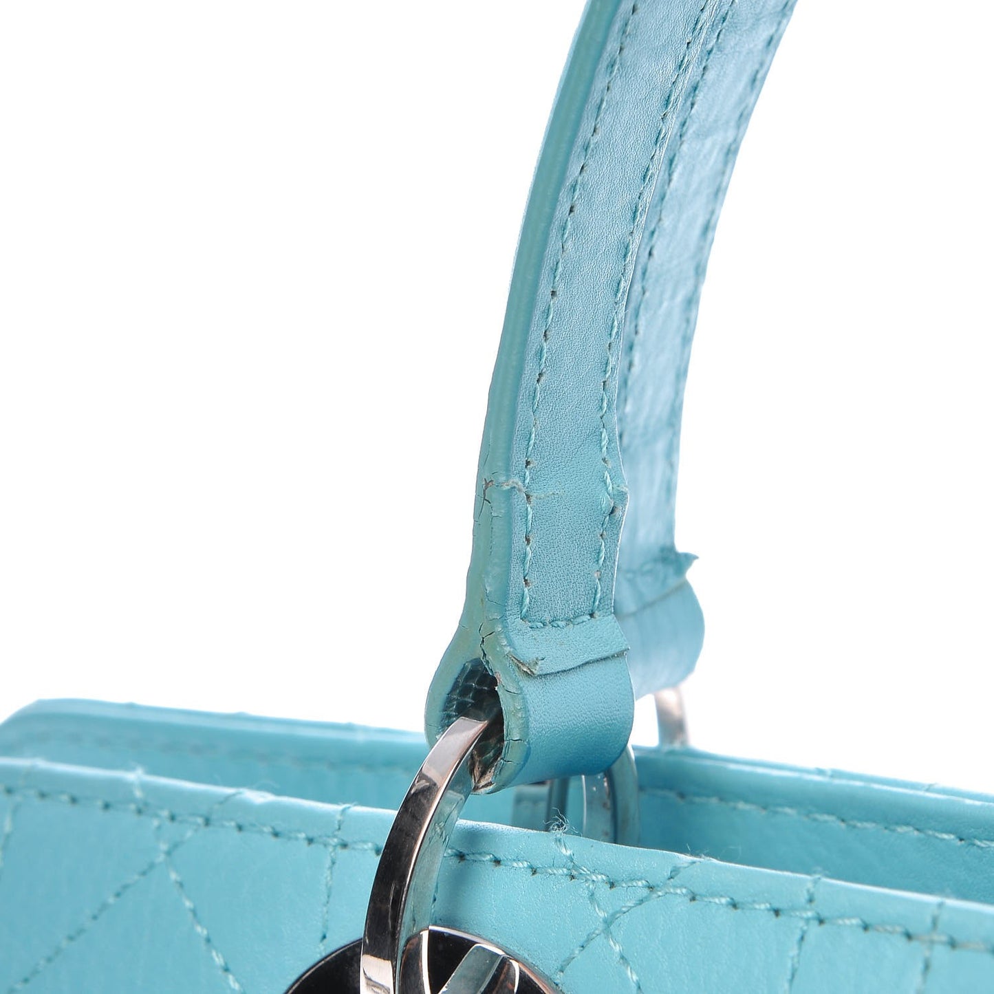 Calfskin Cannage Tote Turquoise