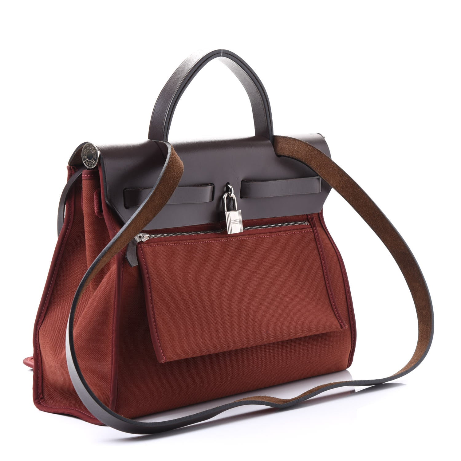 Hermes Vache Hunter Toile Herbag Zip 31 PM Rouge H Ebene 2 of 10