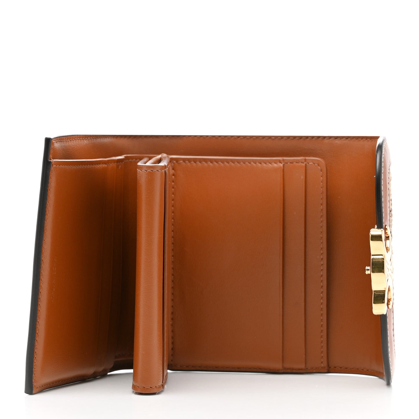 Calfskin Triomphe Canvas Small Triomphe Wallet Natural Tan