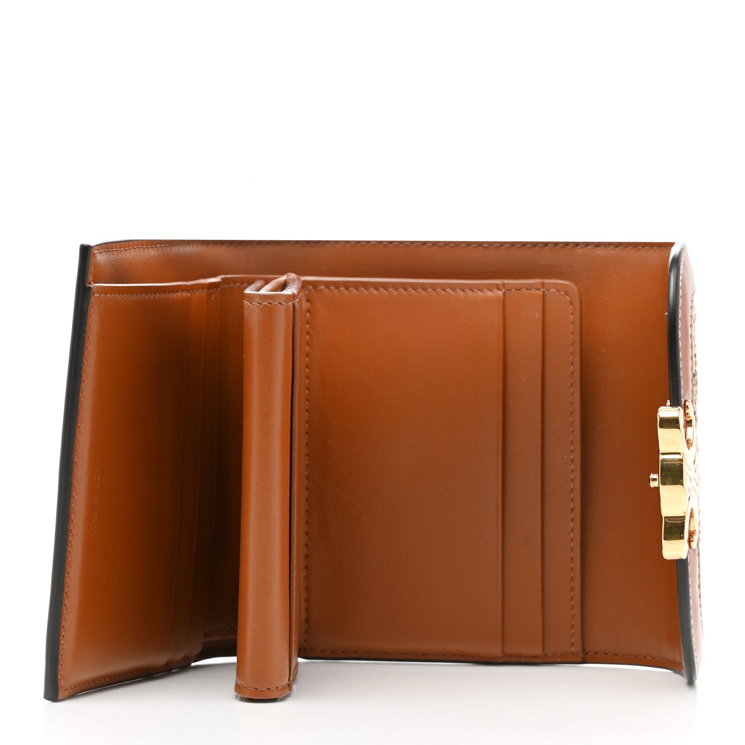Celine Calfskin Triomphe Canvas Small Triomphe Wallet Natural Tan 5 of 7