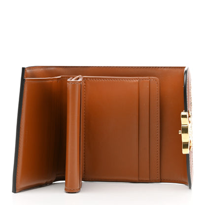 Celine Calfskin Triomphe Canvas Small Triomphe Wallet Natural Tan 5 of 7