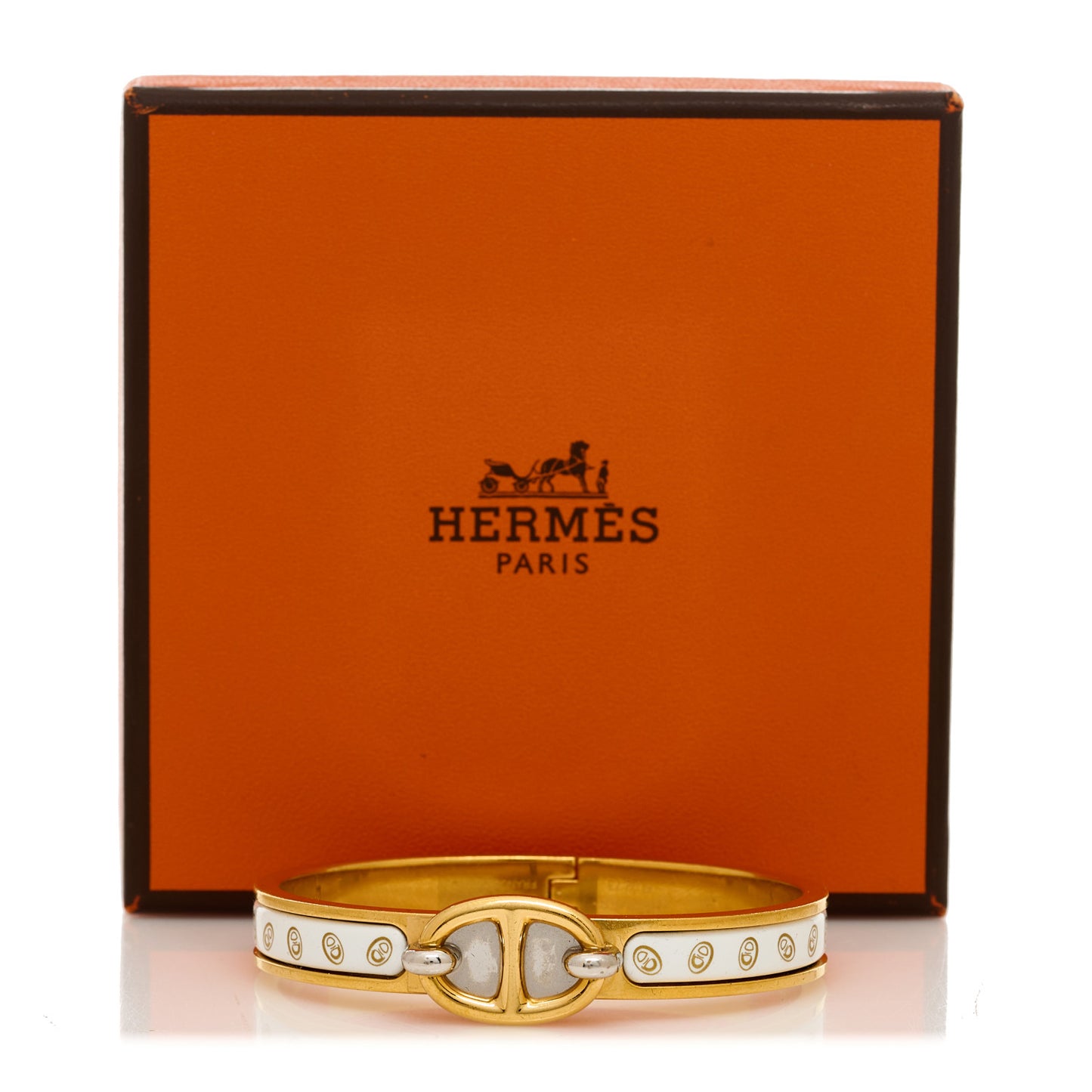 Enamel Mini Farandole Clic Chaine D'Ancre Bracelet Or White