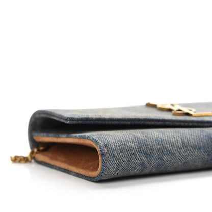 Saint Laurent Denim Monogram Chain Wallet Rodeo Blue Cinnamon 8 of 8