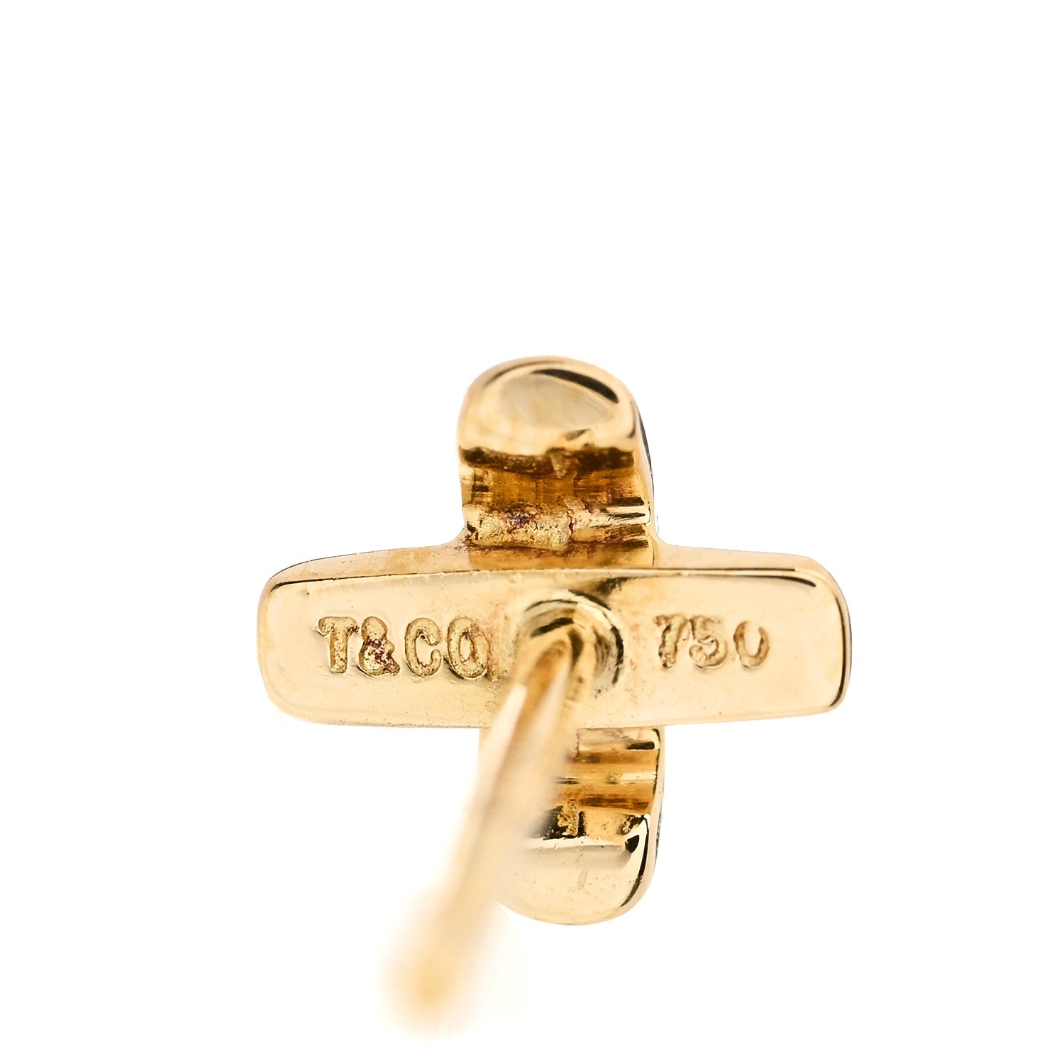 Tiffany 18K Yellow Gold 5mm Cross Stitch Earrings 4 of 5