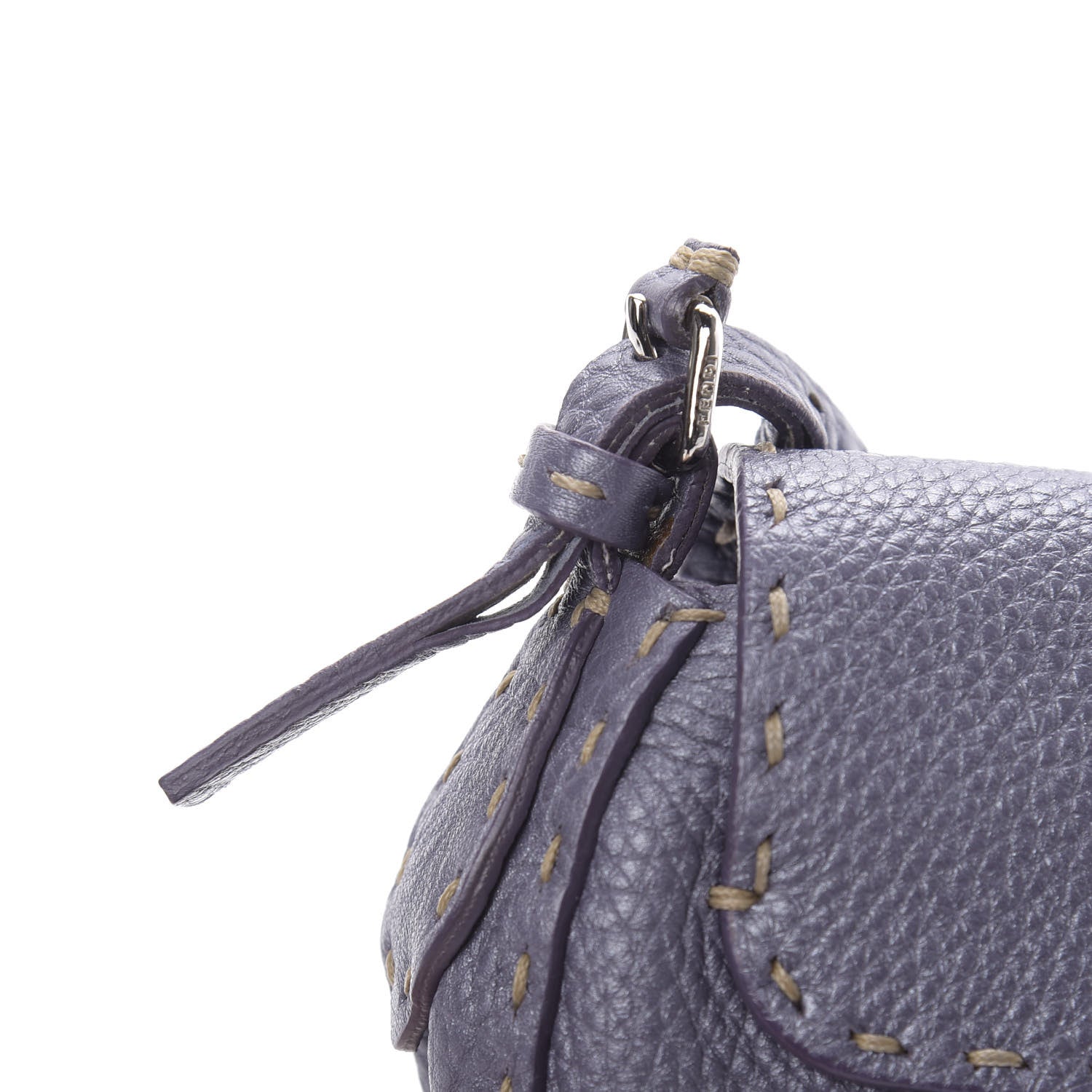 Fendi Calfskin Romano Selleria Mini Flap Bag Purple 12 of 13