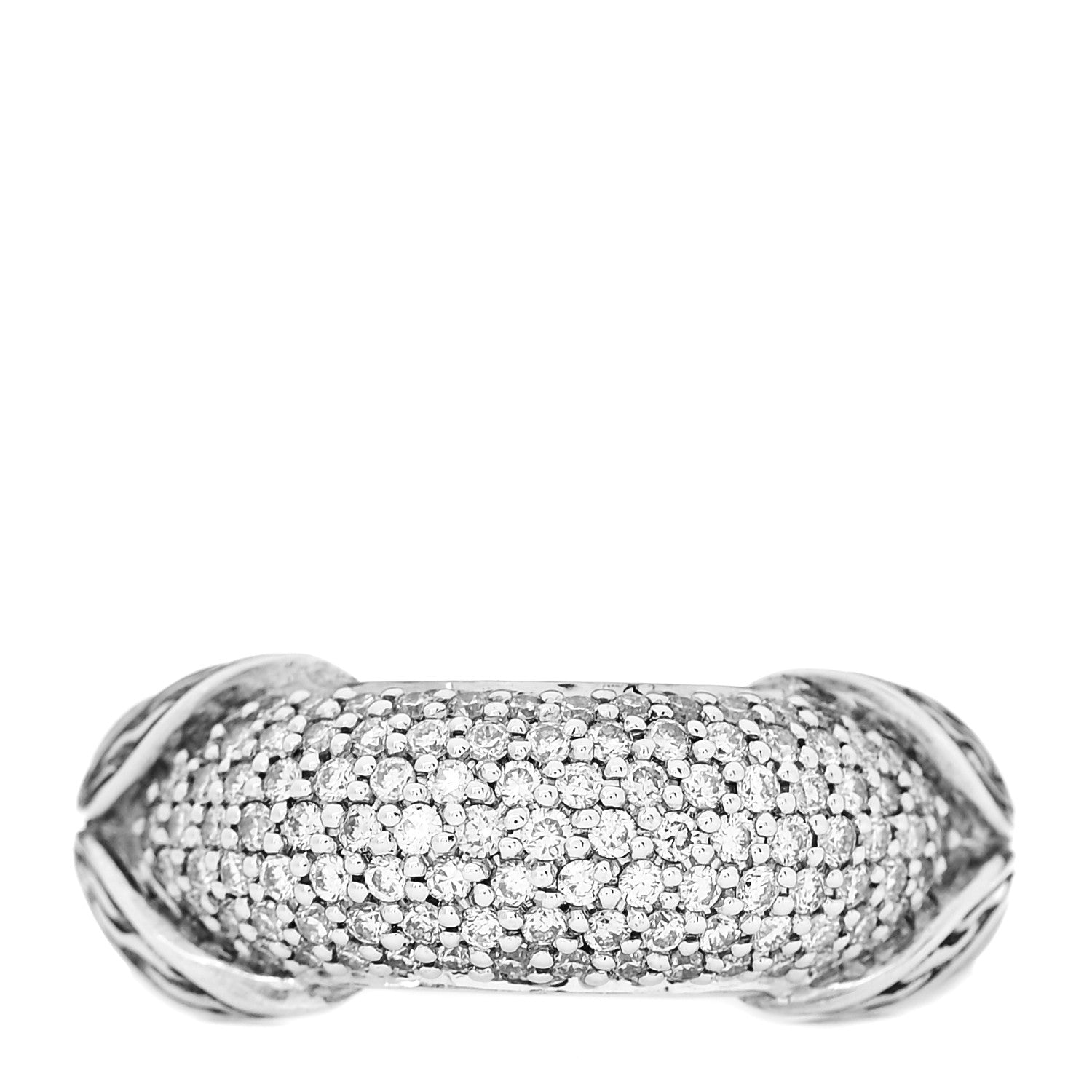 John Hardy Sterling Silver Diamond Asli Classic Chain Link Dome Ring 54 7 1 of 5