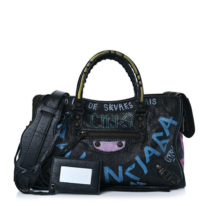 Balenciaga Agneau Graffiti All Over Classic Hardware S City Black Multicolor 1 of 9