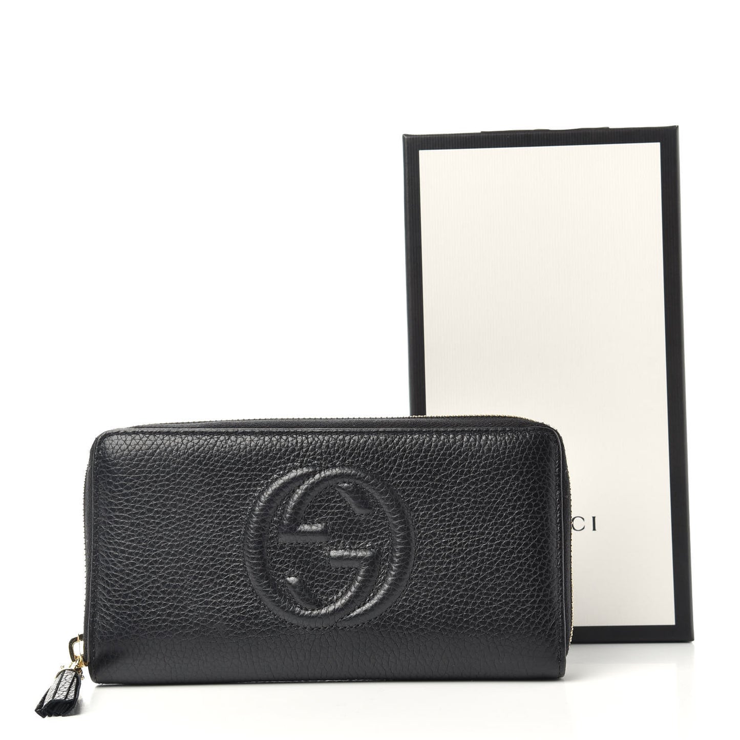 Pebbled Calfskin Soho Zip Around Wallet Black