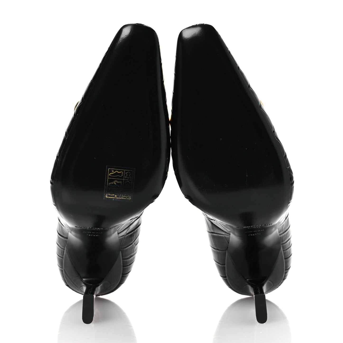 Calfskin Crocodile Embossed Silvana 110mm Pumps 39.5 Black