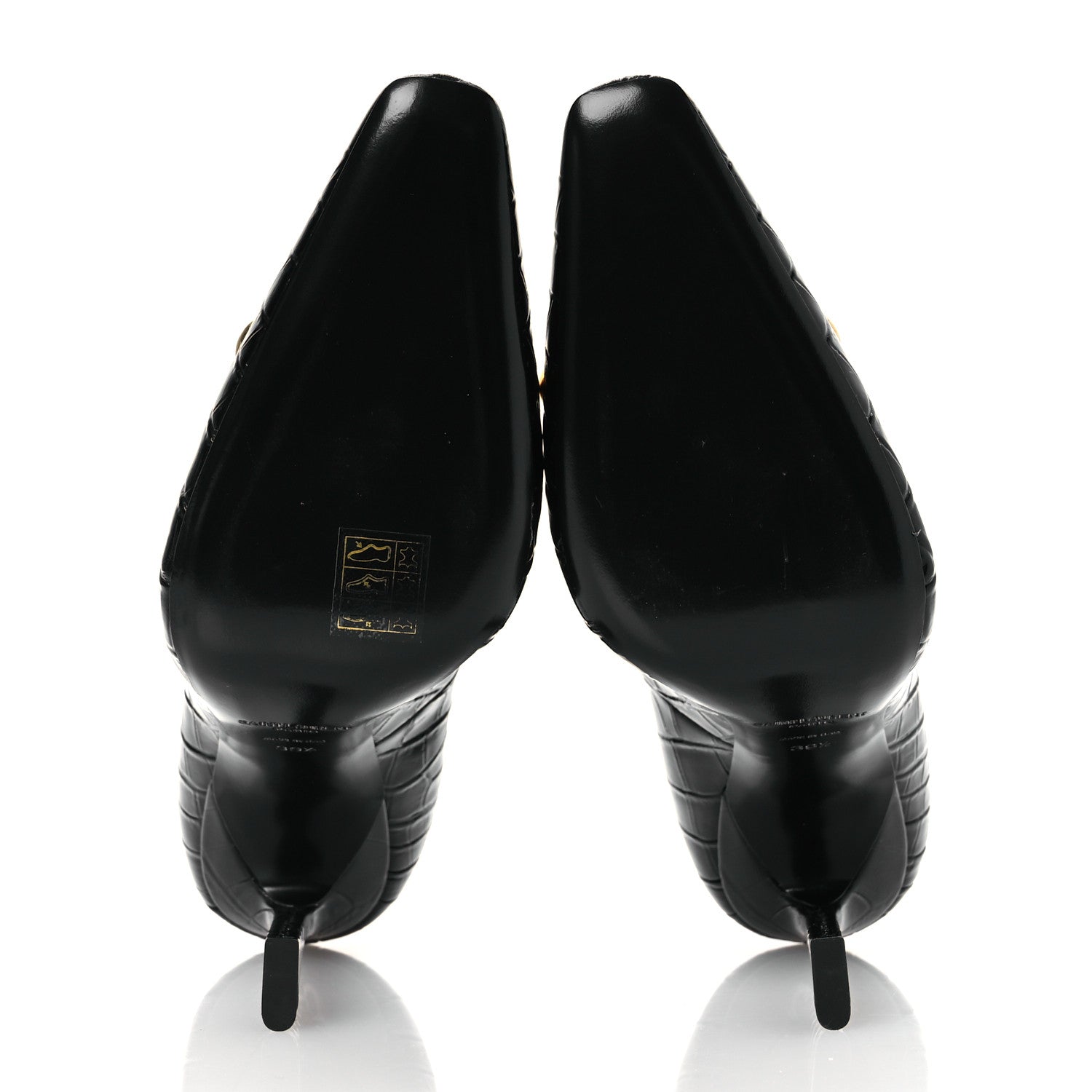 Saint Laurent Calfskin Crocodile Embossed Silvana 110mm Pumps 39.5 Black 7 of 11
