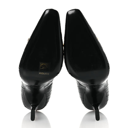 Saint Laurent Calfskin Crocodile Embossed Silvana 110mm Pumps 39.5 Black 7 of 11