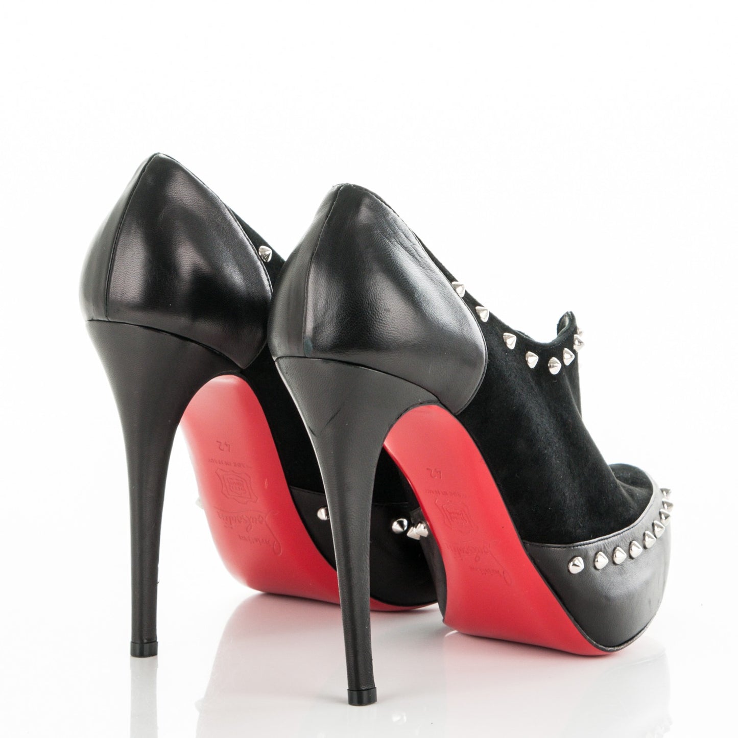 Calfskin Suede Studded Astraqueen 120 Ankle Boots 42 Black