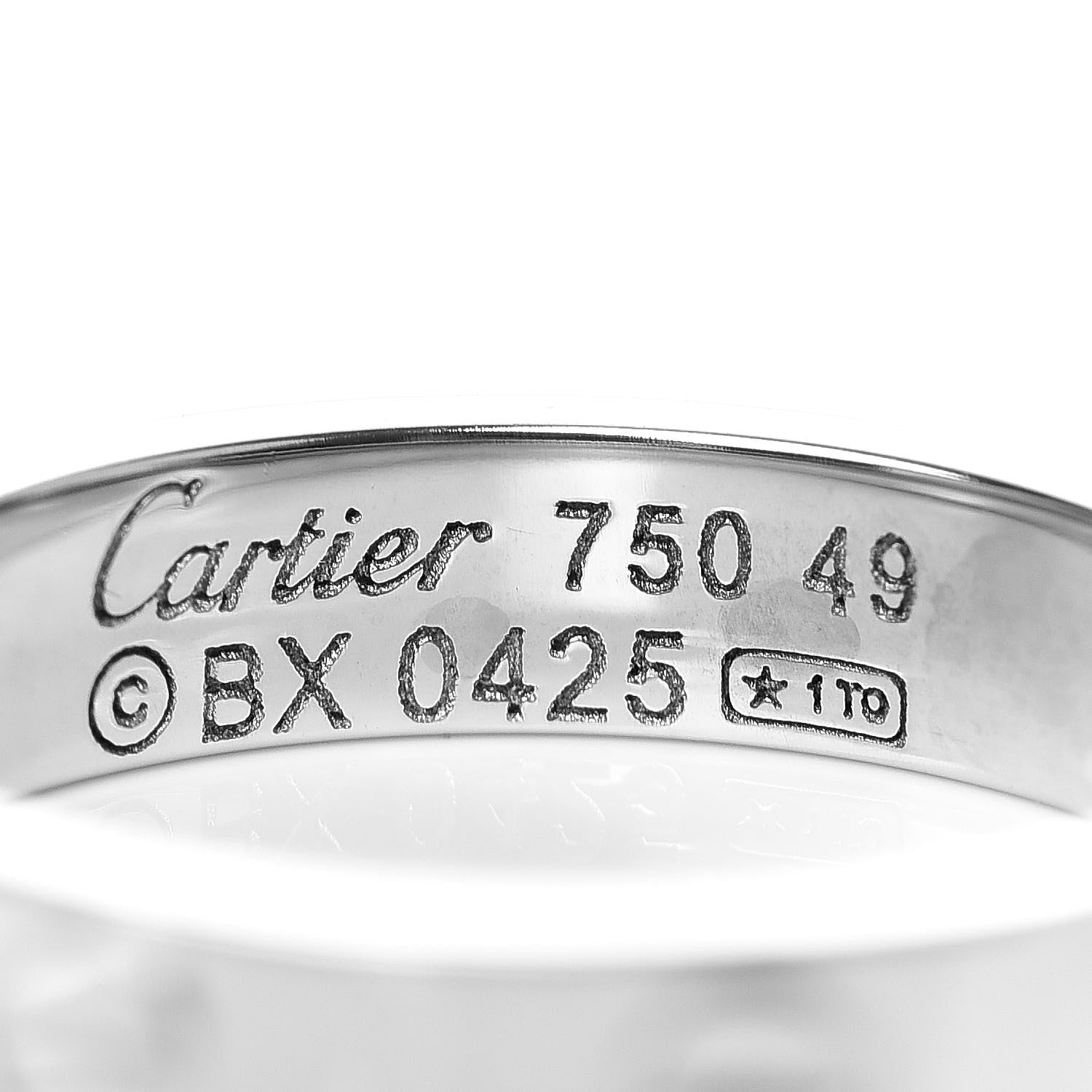 Cartier 18K White Gold 3.5mm LOVE Wedding Band Ring 49 4.75 4 of 4