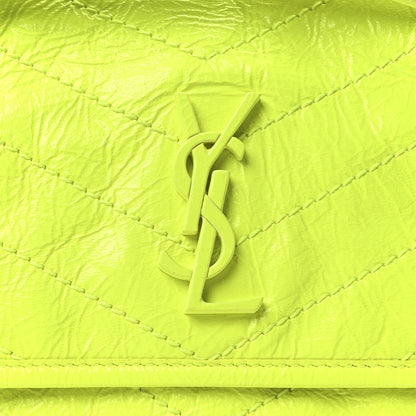 Saint Laurent Crinkled Calfskin Matelasse Monogram Baby Niki Chain Satchel Neon Yellow 8 of 10