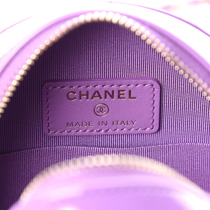 Chanel Patent Quilted Round Clutch With Chain Purple 6 of 12