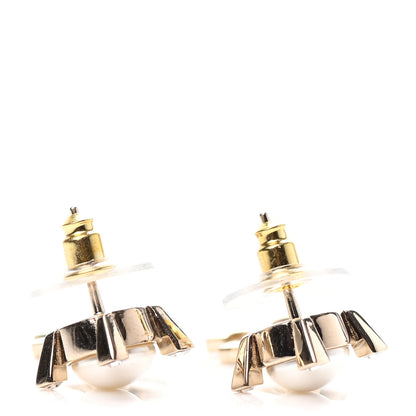 Chanel Crystal Pearl CC Drop Earrings Gold 3 of 4