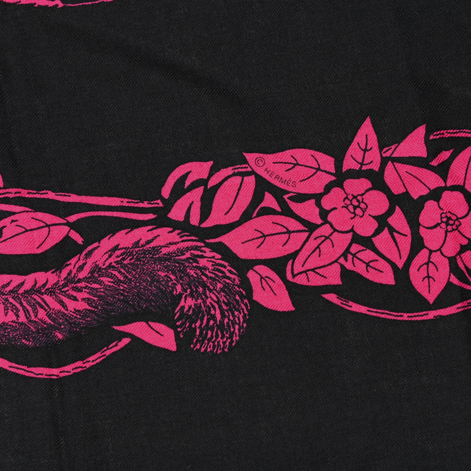 Hermes Cashmere Silk Jungle Love Tattoo Shawl 140 Bleu Noir Rose Vif 3 of 6