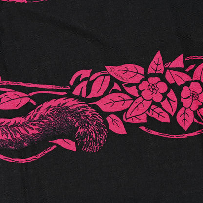 Hermes Cashmere Silk Jungle Love Tattoo Shawl 140 Bleu Noir Rose Vif 3 of 6