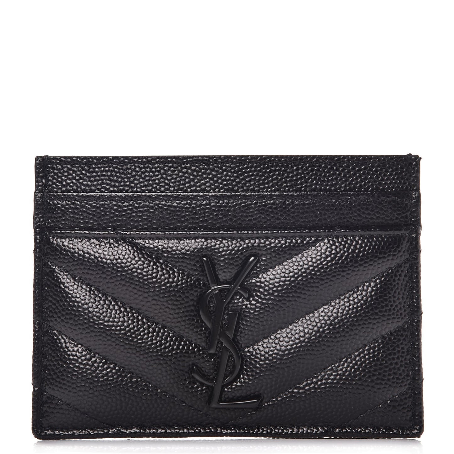 Grain De Poudre Matelasse Chevron Monogram Credit Card Case Black