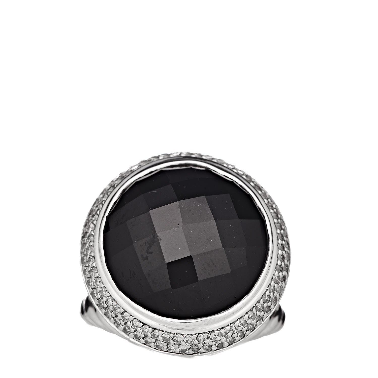 David Yurman Sterling Silver Diamond Black Onyx Cerise Ring 53 6.5 1 of 6