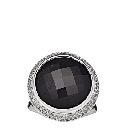 David Yurman Sterling Silver Diamond Black Onyx Cerise Ring 53 6.5 1 of 6