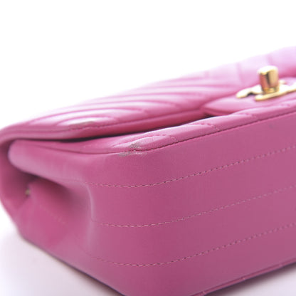 Chanel Lambskin Chevron Quilted Mini Rectangular Flap Fuchsia 8 of 15