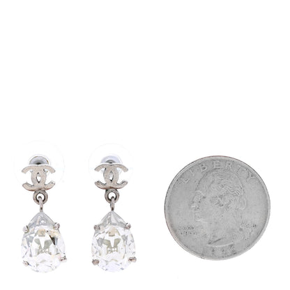 Chanel Crystal CC Tear Drop Earrings Silver 2 of 4
