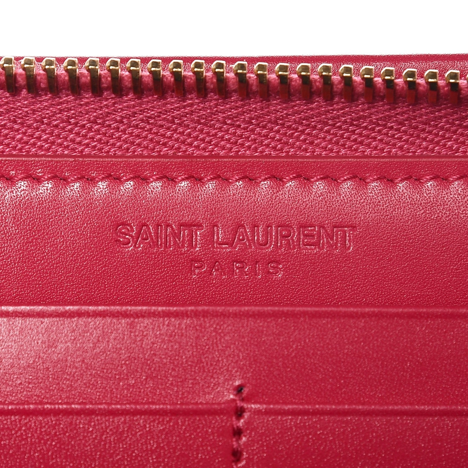 Saint Laurent Calfskin Classic Zip Around Wallet Fuchsia 6 of 8