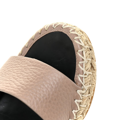 Valentino Garavani Grained Calfskin Rockstud Ankle Strap Espadrille 15/105mm Wedge Sandals 35 Poudre Natural 16 of 17