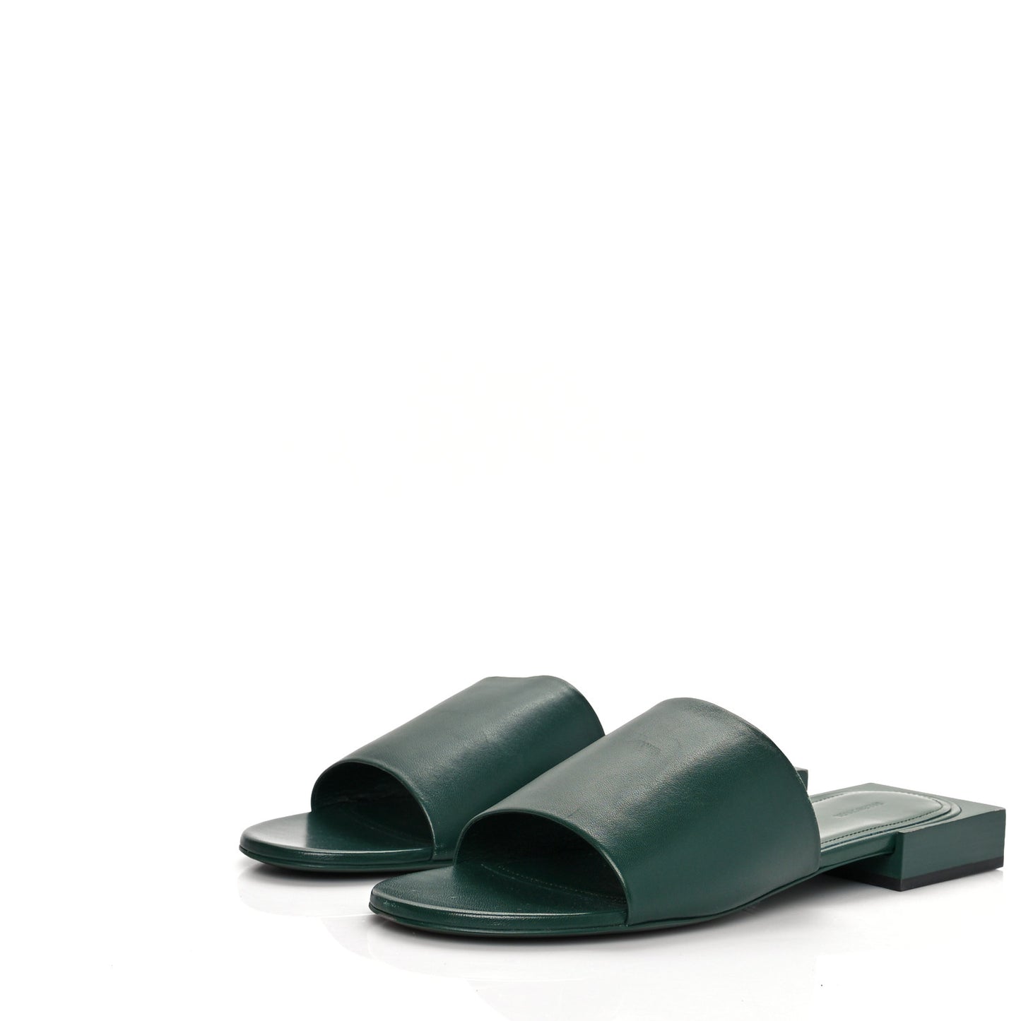 Shiny Sheepskin Box Flat Sandal 41 Green