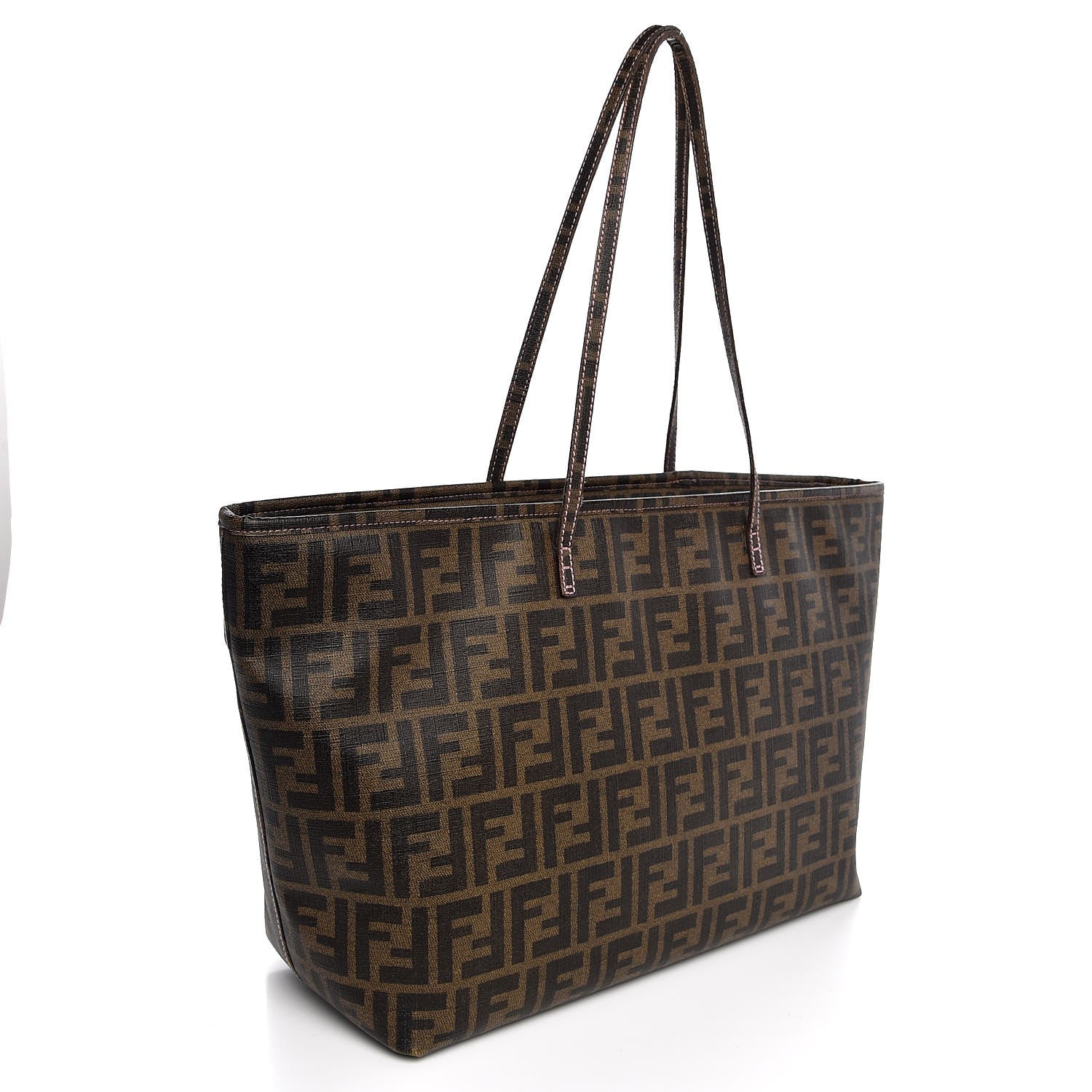 Fendi Zucca Spalmati Medium Roll Tote Tobacco Light Pink 3 of 8